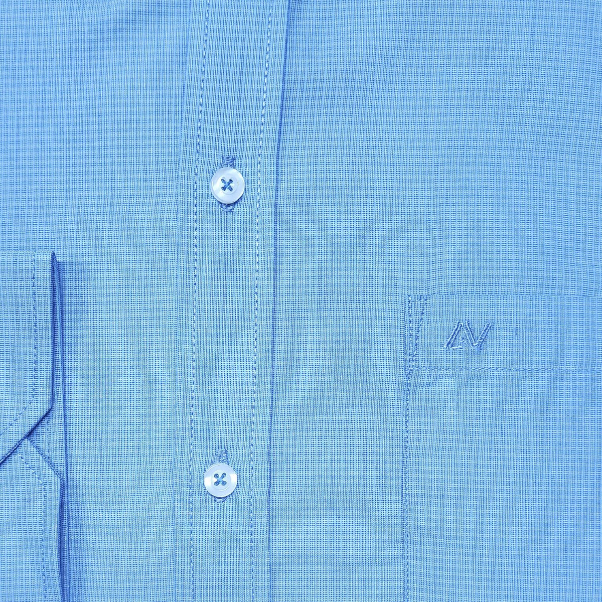 CAMISA ANDRE'E VERINO PREMIUM - BOTON EN EL CUELLO CASUAL CELESTE MICROCUADROS