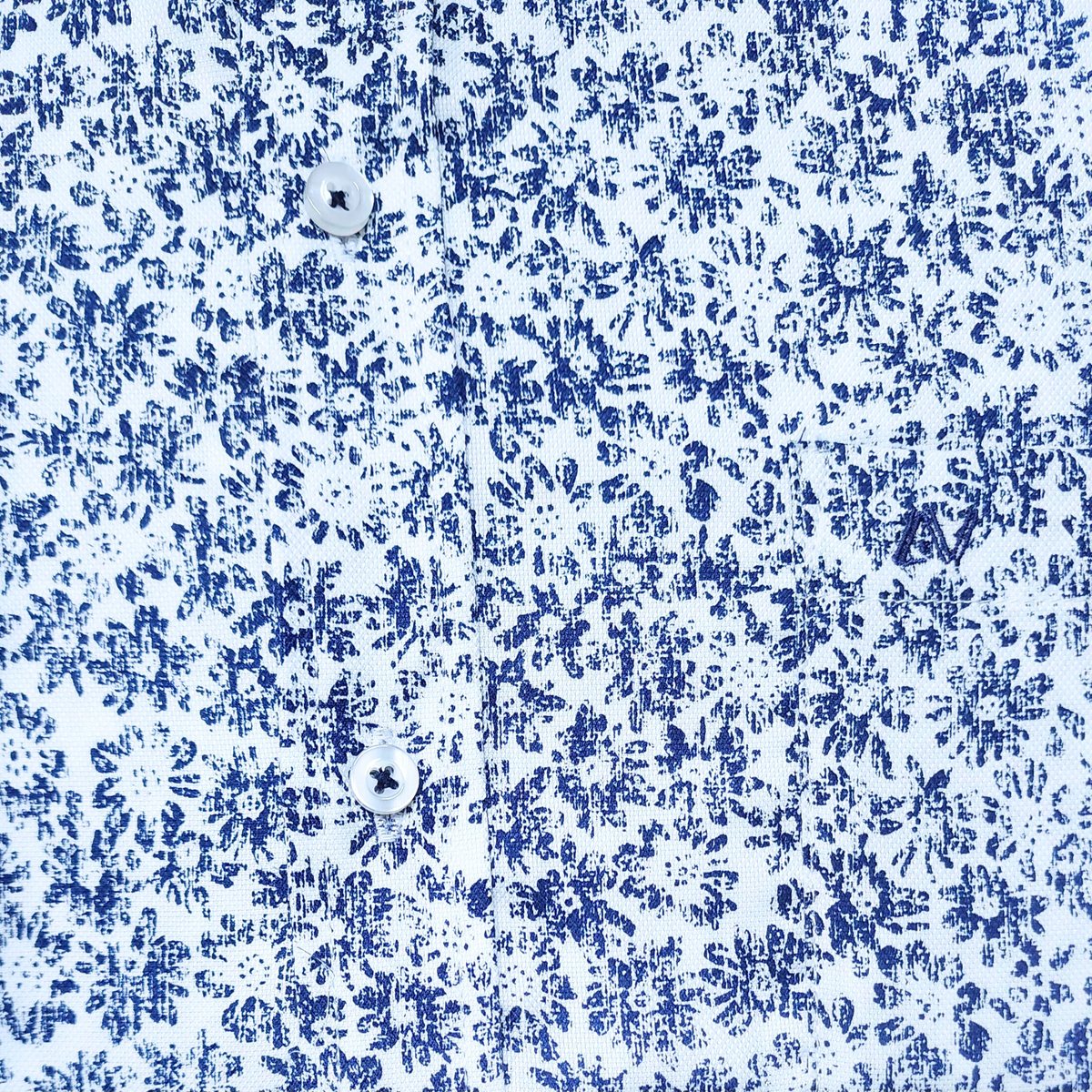 CAMISA ANDRE'E VERINO PREMIUM - ESTAMPADO CASUAL BLANCO HOJAS AZUL