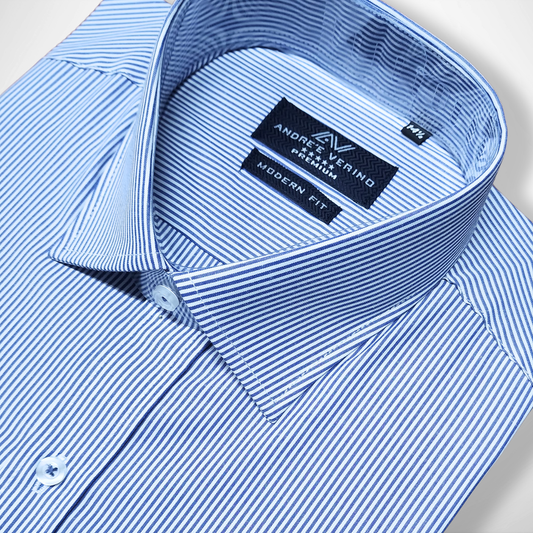 CAMISA ANDRE'E VERINO PREMIUM - RAYAS AZULES Y BLANCAS