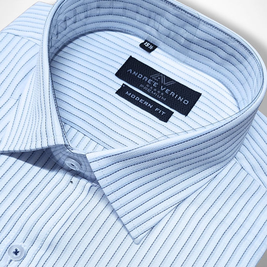 CAMISA ANDRE'E VERINO PREMIUM - RAYAS LABRADO AZUL Y NEGRO