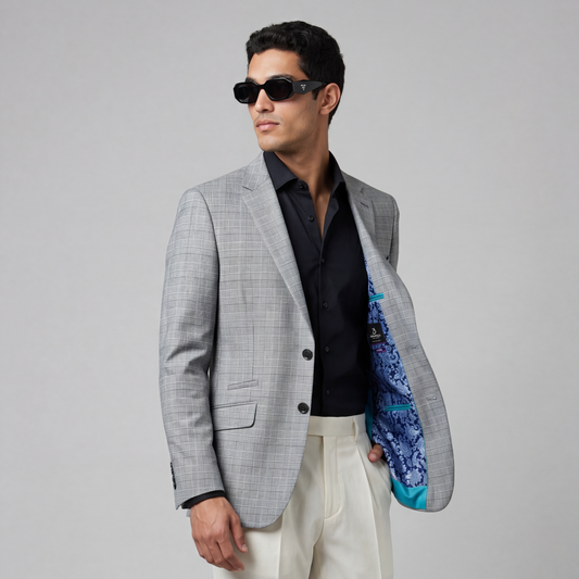BLAZER LANILLA STRETCH COLO PLOMO A CUADROS