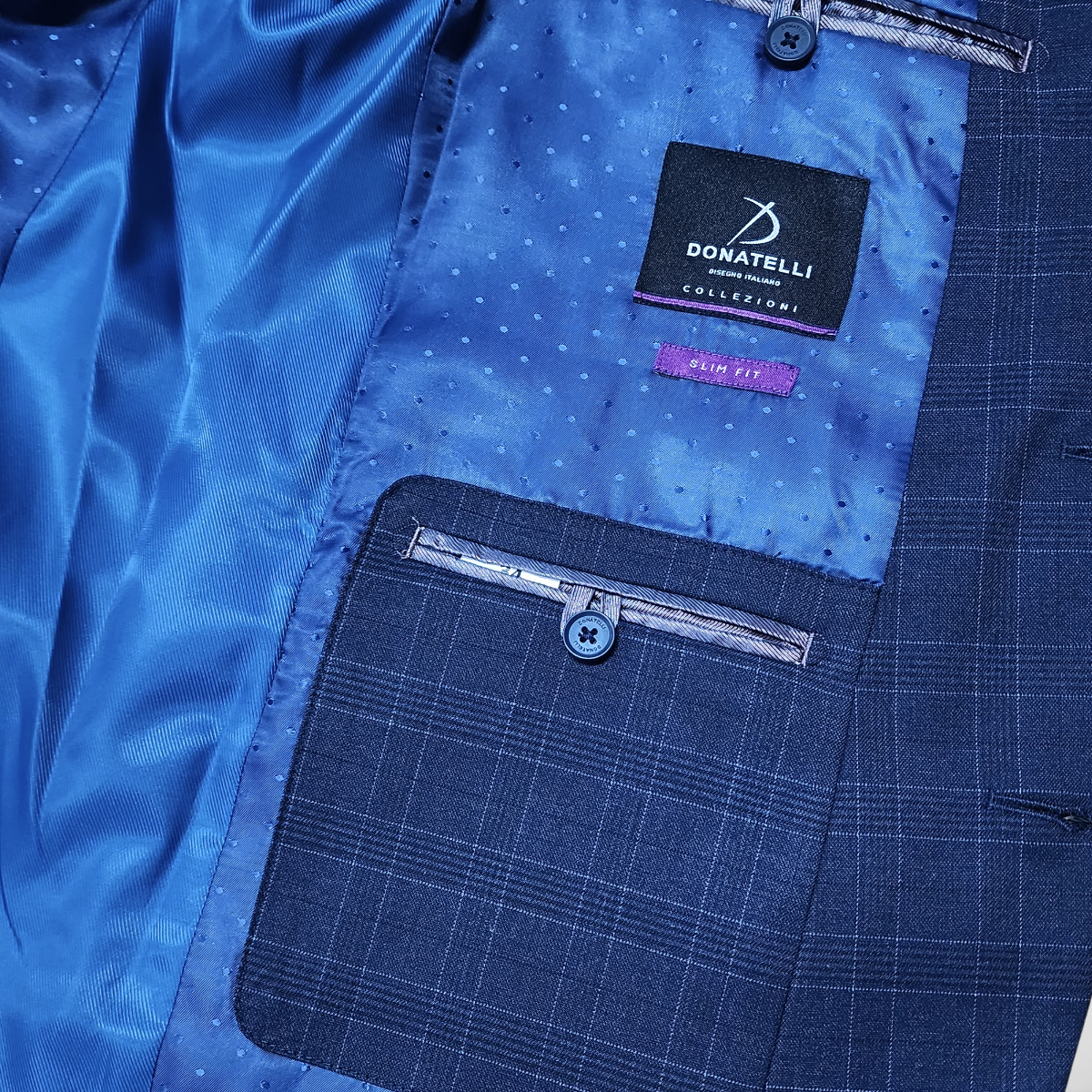 BLAZER LANILLA STRETCH AZUL A CUADROS