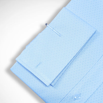 CAMISA ANDRE'E VERINO PREMIUM - PUÑO FRANCES CELESTE CIELO LABRADO.