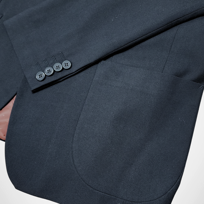 Traje casual  ModernFit lanilla stretch color negro bolsillo parche texturizado.