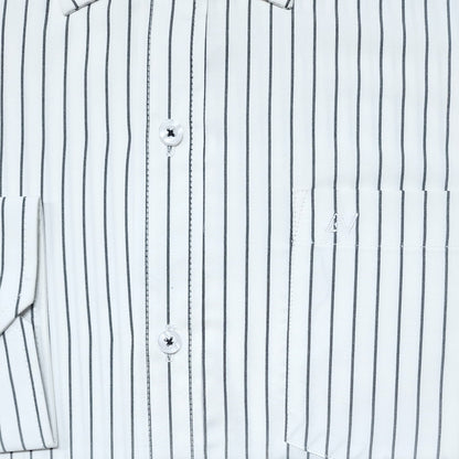 CAMISA ANDRE'E VERINO PREMIUM - BOTON EN EL CUELLO CASUAL BLANCO RAYAS NEGRAS