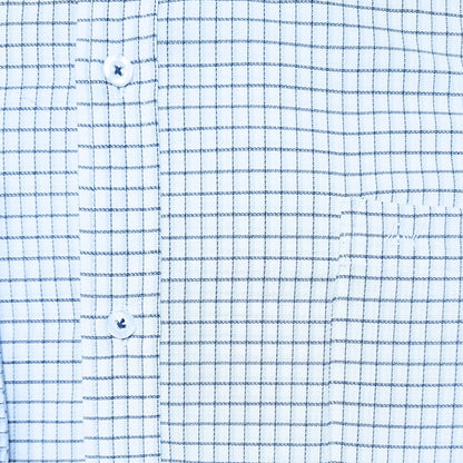 CAMISA ANDRE'E VERINO PREMIUM - BOTON EN EL CUELLO CASUAL BLANCO CUADROS AZULES Y NEGROS