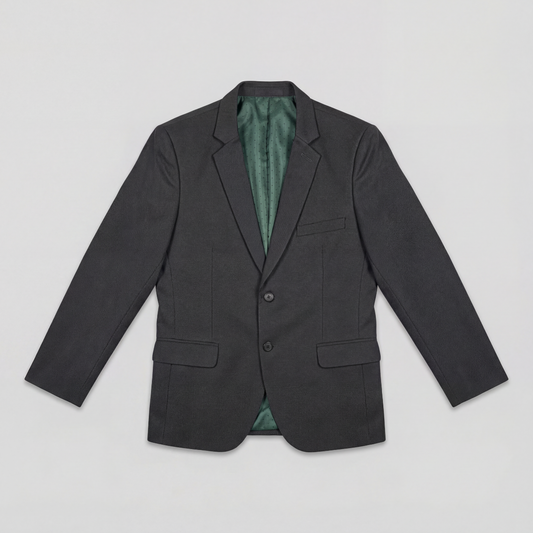 Traje ModernFit lanilla stretch color gris oscuro texturizado.
