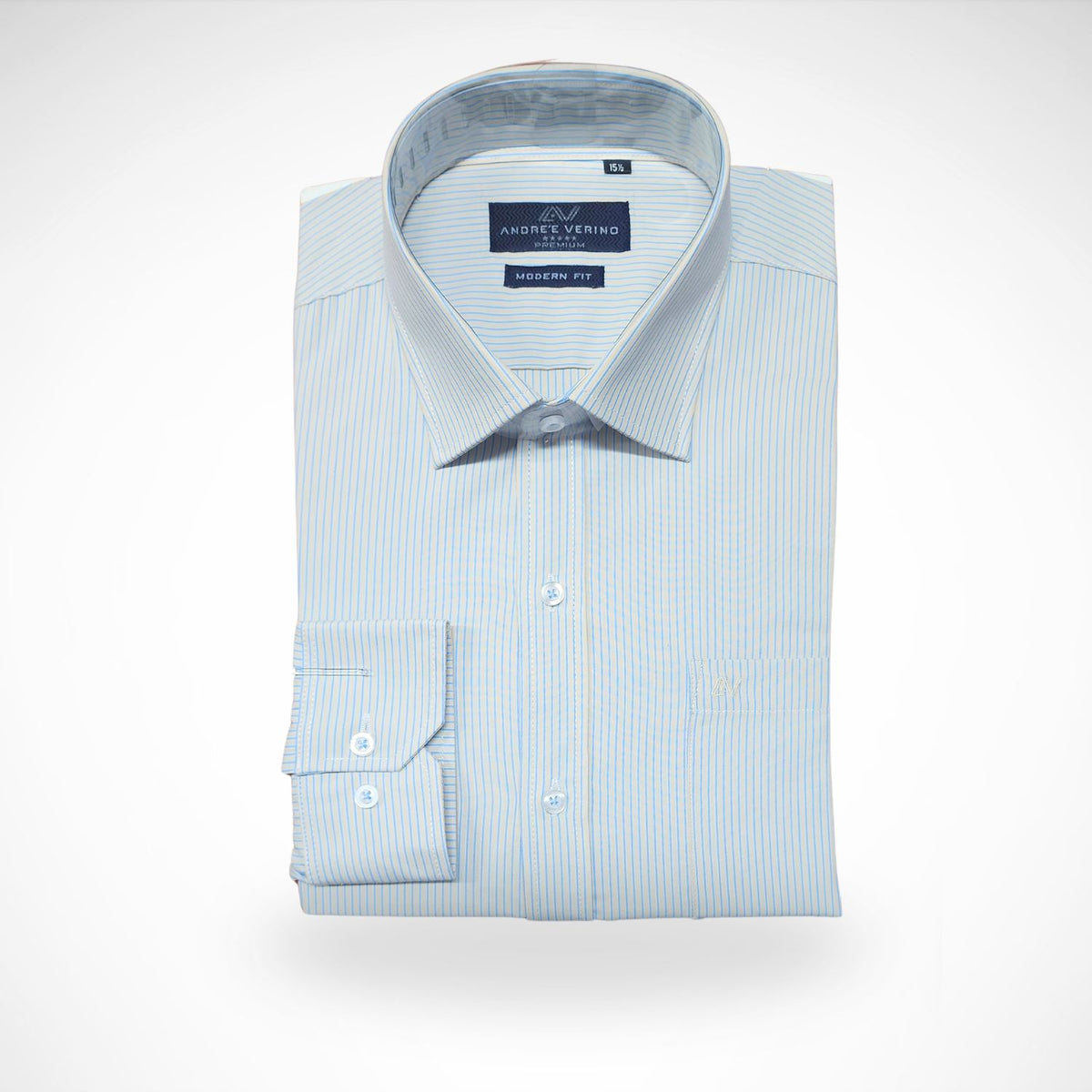 CAMISA ANDRE'E VERINO PREMIUM - MOSTAZA CON RAYAS AZULES