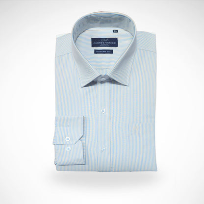 CAMISA ANDRE'E VERINO PREMIUM - MOSTAZA CON RAYAS AZULES