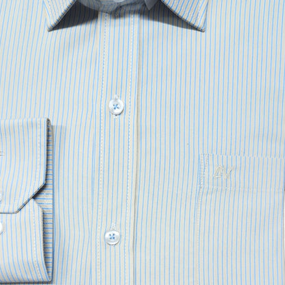 CAMISA ANDRE'E VERINO PREMIUM - MOSTAZA CON RAYAS AZULES