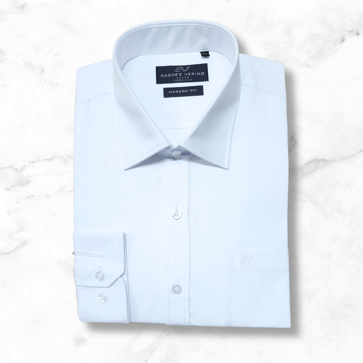 CAMISA ANDRE'E VERINO PREMIUM - COLOR ENTERO LISO BLANCO