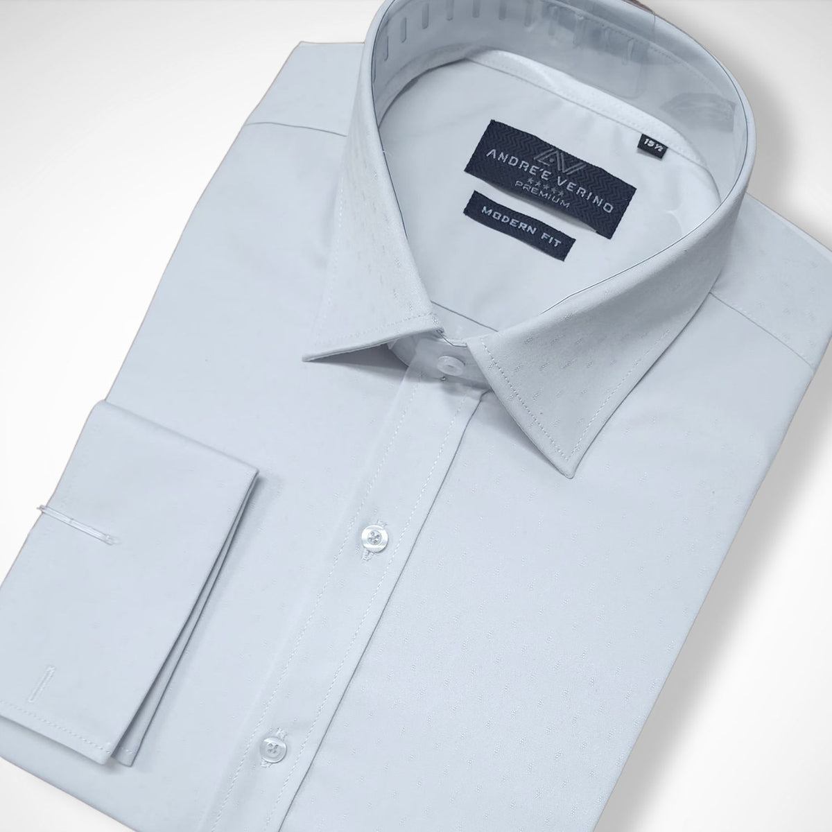 CAMISA ANDRE'E VERINO PREMIUM - PUÑO FRANCES PLOMO PLATA LABRADO.