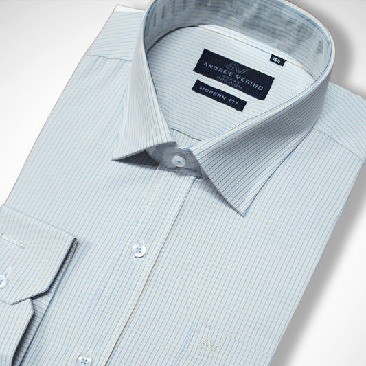CAMISA ANDRE'E VERINO PREMIUM - MOSTAZA CON RAYAS AZULES