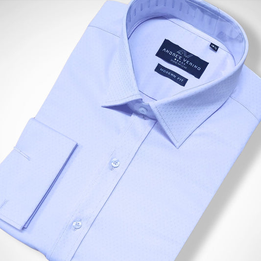 CAMISA ANDRE'E VERINO PREMIUM - PUÑO FRANCES LILA LABRADO.