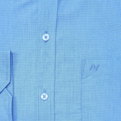 CAMISA ANDRE'E VERINO PREMIUM - BOTON EN EL CUELLO CASUAL  CELESTE MICROCUADROS