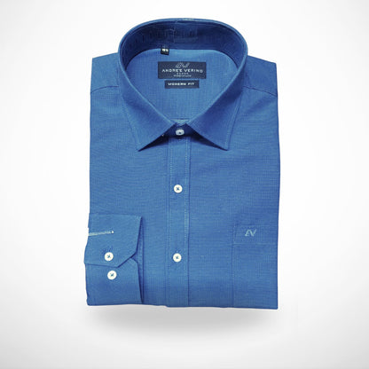 CAMISA ANDRE'E VERINO PREMIUM - LABRADO COLOR AZUL PUNTOS PLATAS