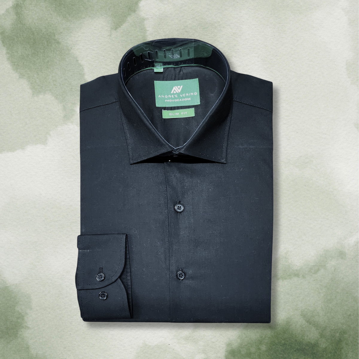CAMISA ANDRE'E VERINO SLIMFIT - NEGRO COLOR ENTERO LISO