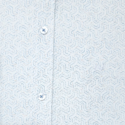 CAMISA ANDRE'E VERINO PREMIUM - ESTAMPADO CASUAL PLANTA Y FONDO BLANCO
