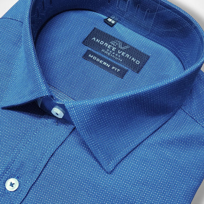 CAMISA ANDRE'E VERINO PREMIUM - LABRADO COLOR AZUL PUNTOS PLATAS