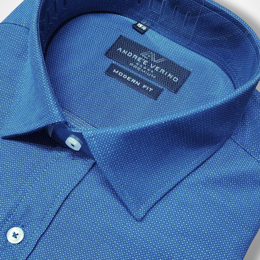 CAMISA ANDRE'E VERINO PREMIUM - LABRADO COLOR AZUL PUNTOS PLATAS