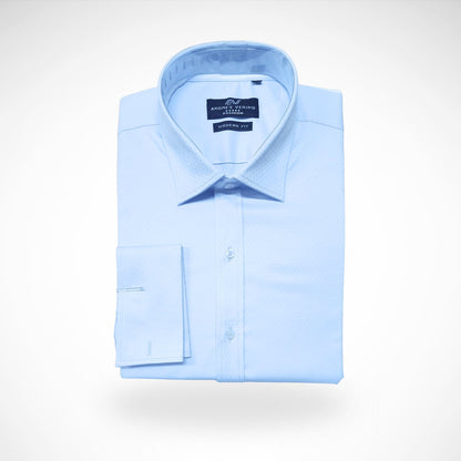 CAMISA ANDRE'E VERINO PREMIUM - PUÑO FRANCES CELESTE BB LABRADO.