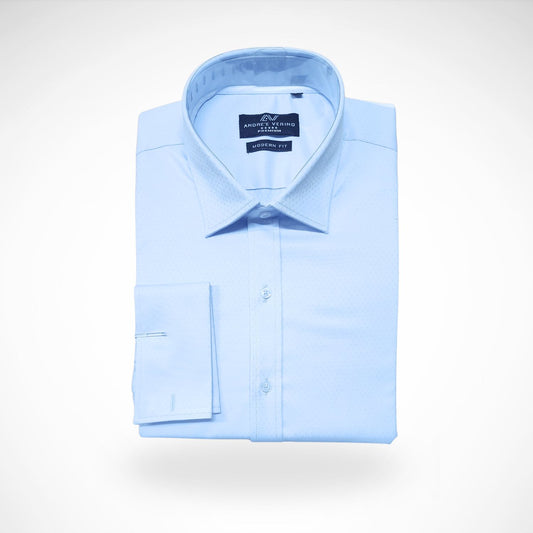 CAMISA ANDRE'E VERINO PREMIUM - PUÑO FRANCES CELESTE BB LABRADO.