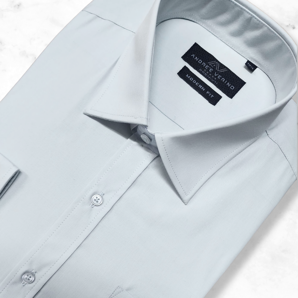 CAMISA ANDRE'E VERINO PREMIUM - COLOR ENTERO LISO PLATA