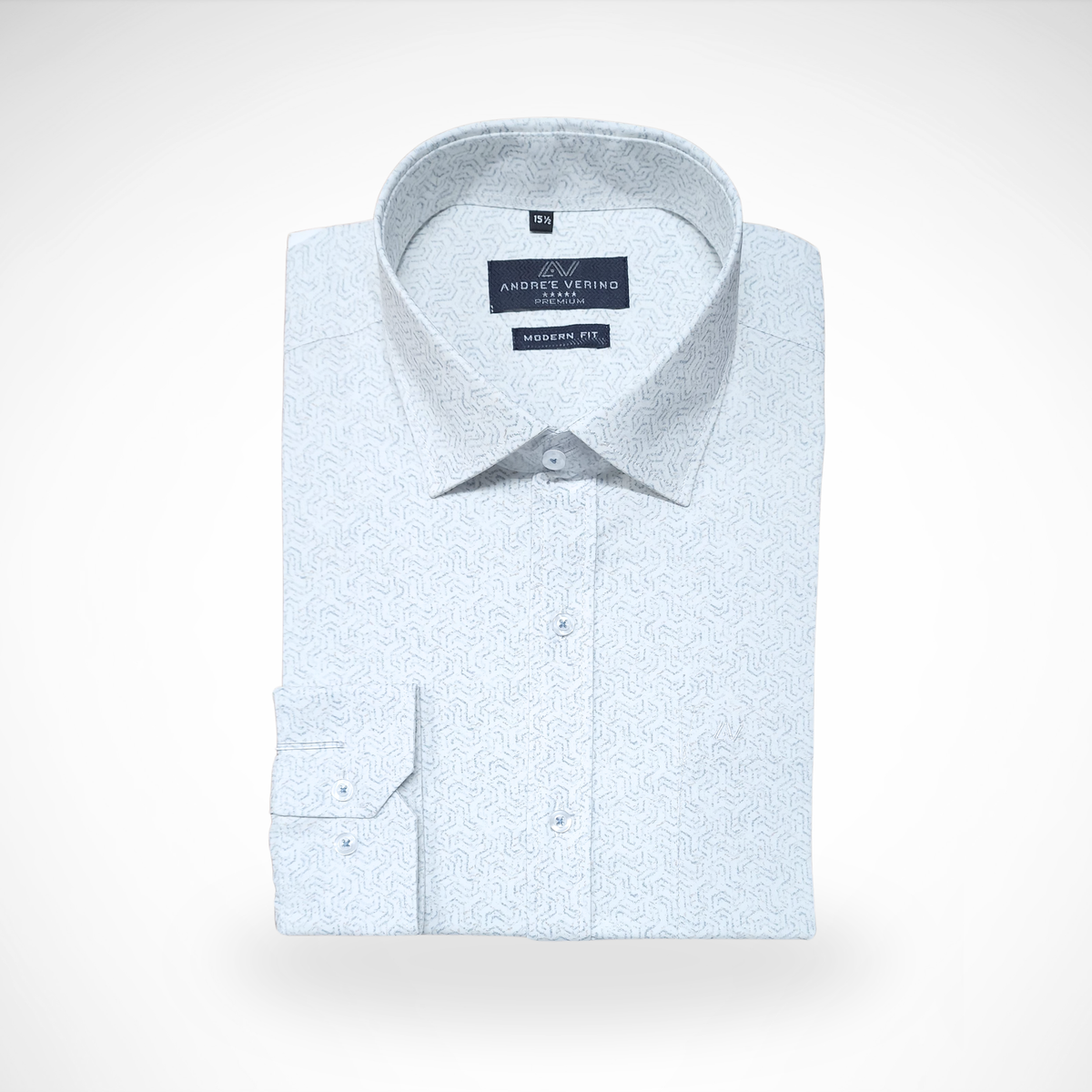 CAMISA ANDRE'E VERINO PREMIUM - ESTAMPADO CASUAL PLANTA Y FONDO BLANCO