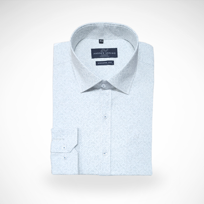 CAMISA ANDRE'E VERINO PREMIUM - ESTAMPADO CASUAL PLANTA Y FONDO BLANCO