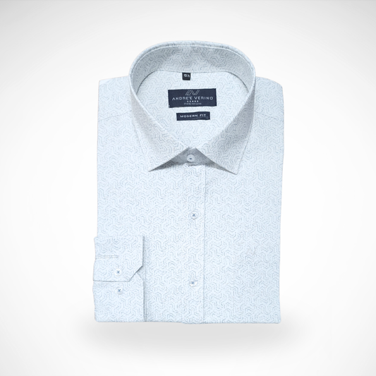 CAMISA ANDRE'E VERINO PREMIUM - ESTAMPADO CASUAL PLANTA Y FONDO BLANCO