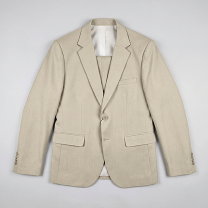 Traje ModernFit lanilla stretch color beige texturizado.