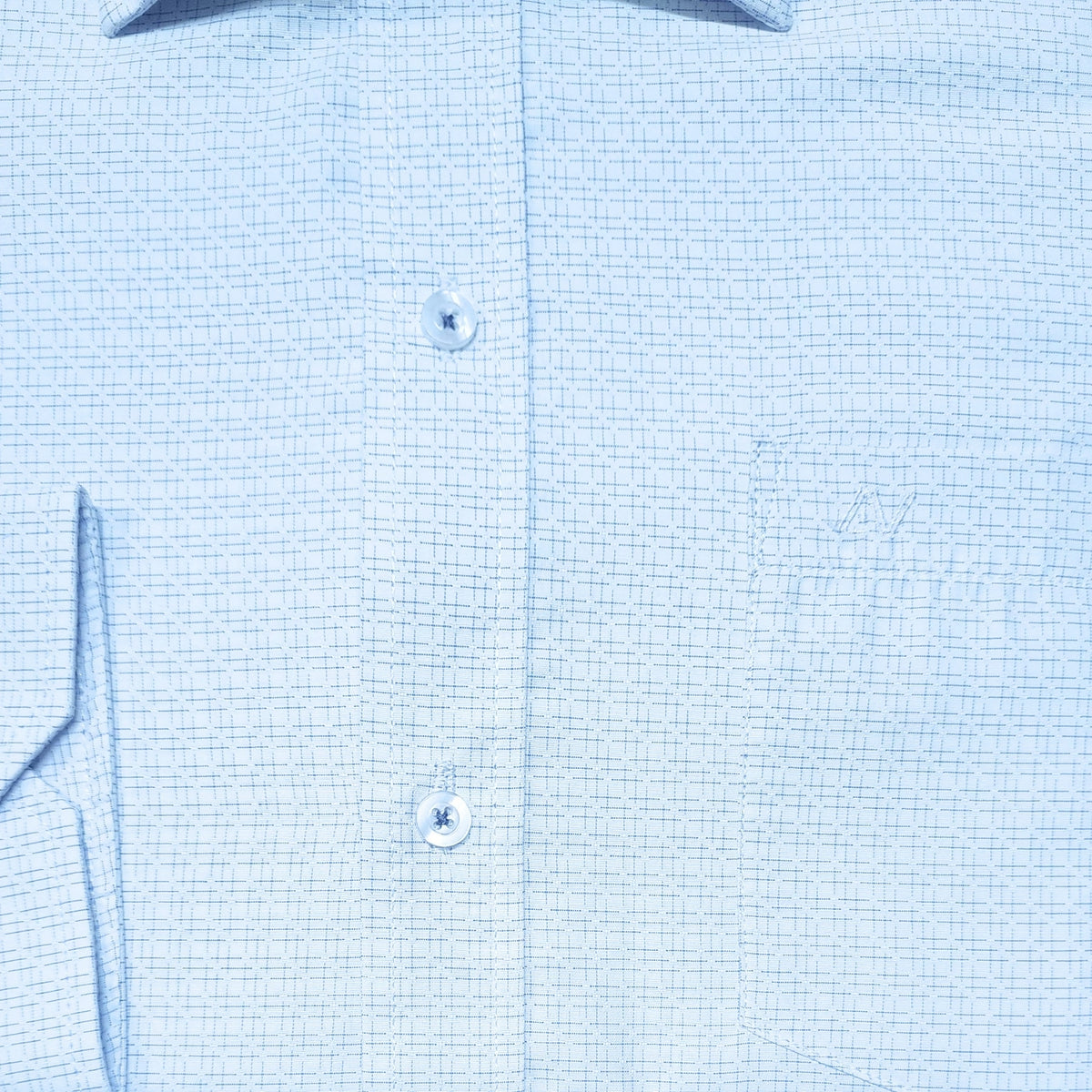 CAMISA ANDRE'E VERINO PREMIUM - LABRADO A RAYAS Y CUADRPS CELESTES CON FONDO BLANCO