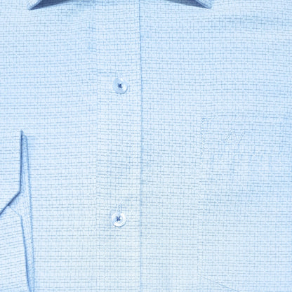 CAMISA ANDRE'E VERINO PREMIUM - LABRADO A RAYAS Y CUADRPS CELESTES CON FONDO BLANCO