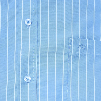 CAMISA ANDRE'E VERINO PREMIUM - LABRADO A RAYAS BLANCAS Y FONDO CELESTE