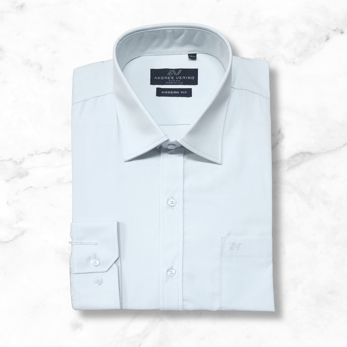 CAMISA ANDRE'E VERINO PREMIUM - COLOR ENTERO LISO PLATA