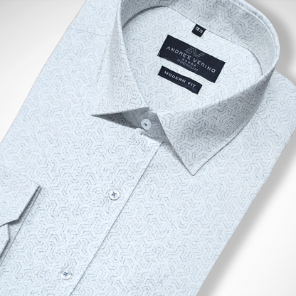 CAMISA ANDRE'E VERINO PREMIUM - ESTAMPADO CASUAL PLANTA Y FONDO BLANCO