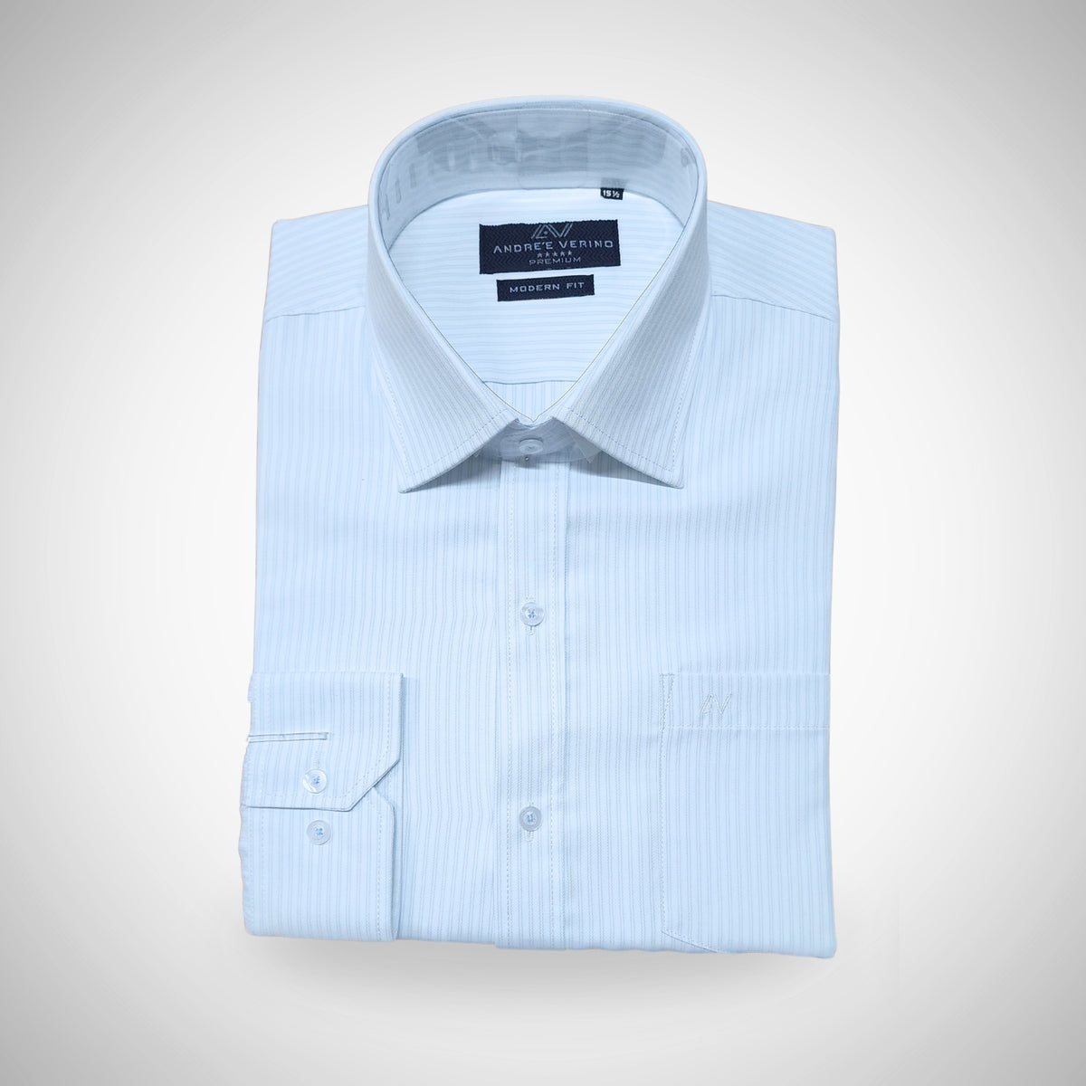 CAMISA ANDRE'E VERINO PREMIUM - BLANCO RAYAS FINAS  CELESTES
