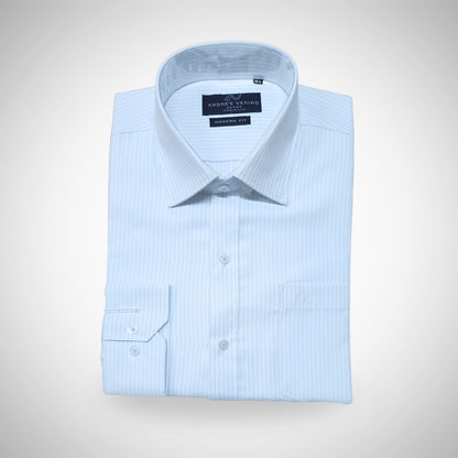 CAMISA ANDRE'E VERINO PREMIUM - BLANCO RAYAS FINAS  CELESTES