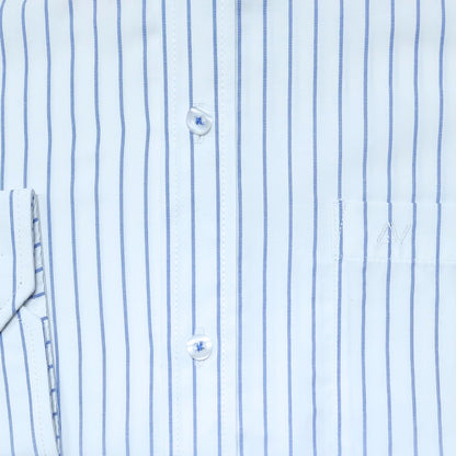 CAMISA ANDRE'E VERINO PREMIUM - BOTON EN EL CUELLO CASUAL BLANCO RAYAS AZULES