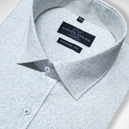 CAMISA ANDRE'E VERINO PREMIUM - ESTAMPADO CASUAL PLANTA Y FONDO BLANCO