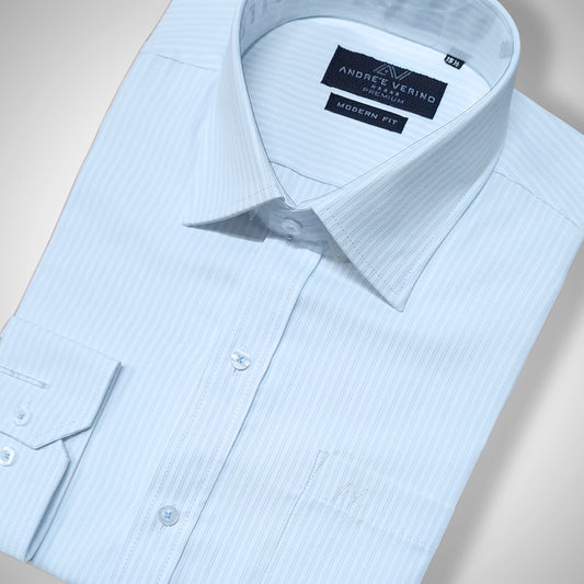 CAMISA ANDRE'E VERINO PREMIUM - BLANCO RAYAS FINAS  CELESTES