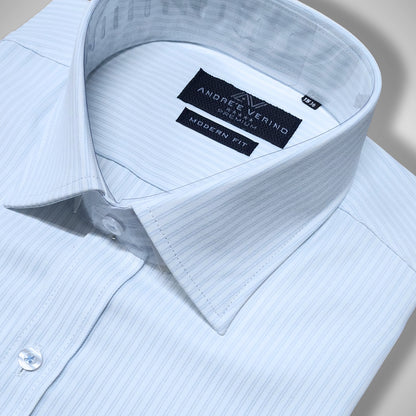CAMISA ANDRE'E VERINO PREMIUM - BLANCO RAYAS FINAS  CELESTES