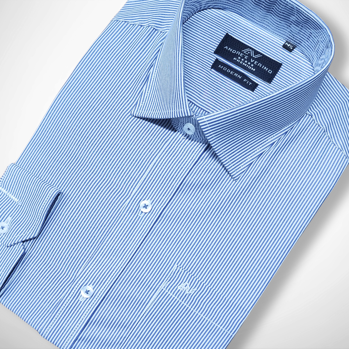 CAMISA ANDRE'E VERINO PREMIUM - RAYAS AZULES Y BLANCAS