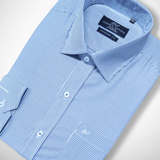 CAMISA ANDRE'E VERINO PREMIUM - RAYAS AZULES Y BLANCAS