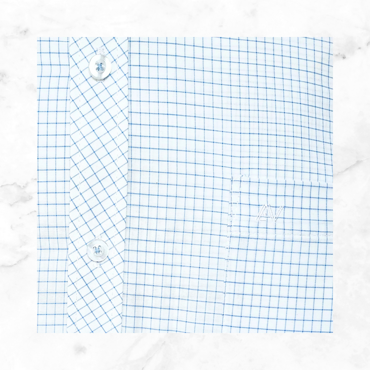 CAMISA ANDRE'E VERINO PREMIUM - CUADROS CELESTES FONDO BLANCO