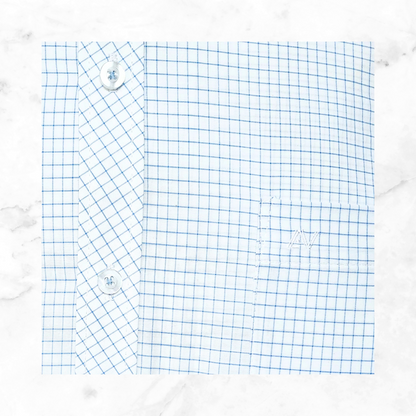 CAMISA ANDRE'E VERINO PREMIUM - CUADROS CELESTES FONDO BLANCO