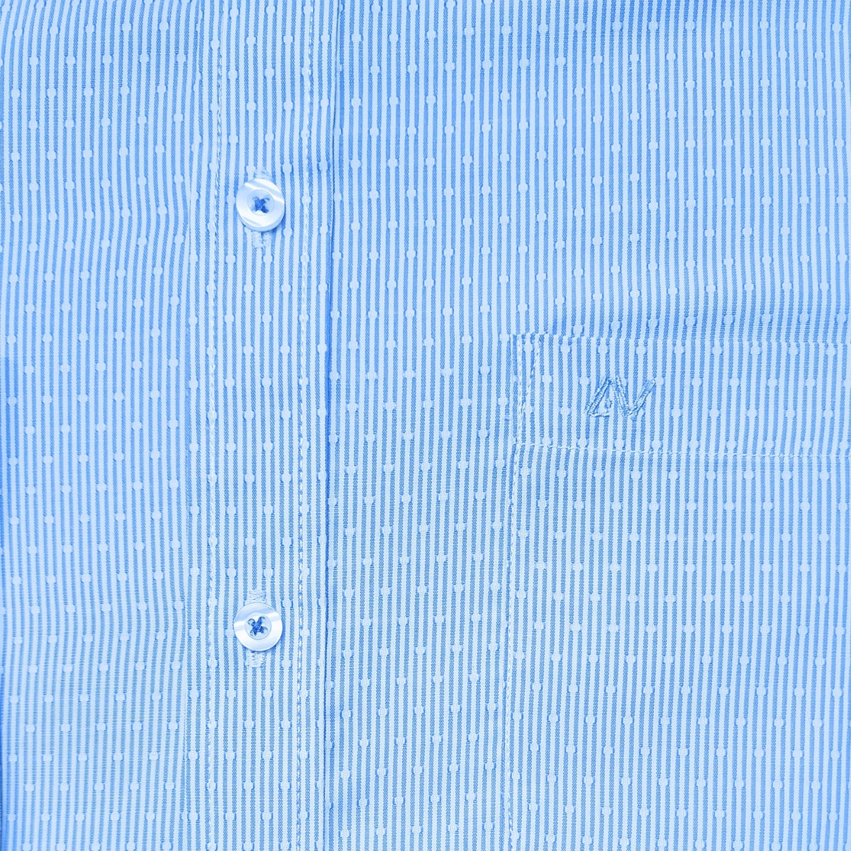 CAMISA ANDRE'E VERINO PREMIUM - LABRADO PUNTOS A RAYAS CELESTES FONDO BLANCO