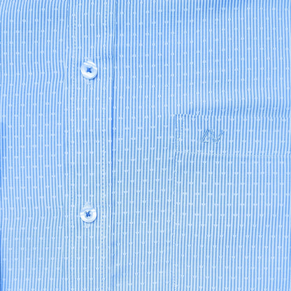 CAMISA ANDRE'E VERINO PREMIUM - LABRADO PUNTOS A RAYAS CELESTES FONDO BLANCO