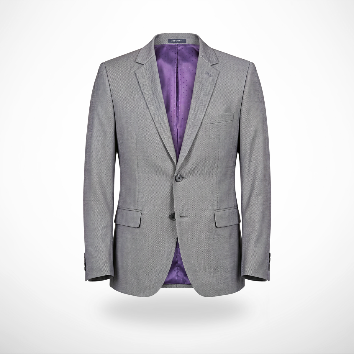 Traje ModernFit lanilla stretch color gris texturizado.