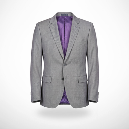 Traje ModernFit lanilla stretch color gris texturizado.
